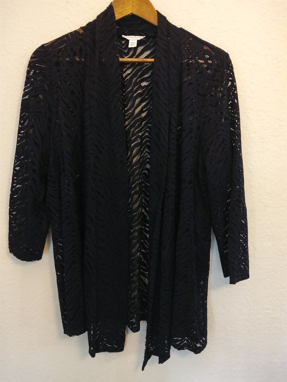 Susan Graver Cardigan Womens Large Black Made In The USA Lightweight Streetwear